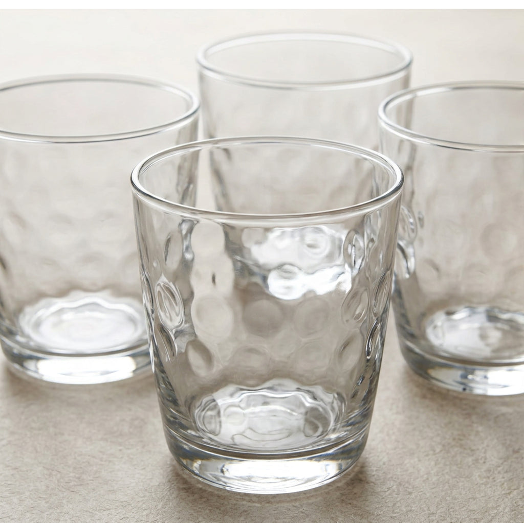 Activepl Dimplecrest Hammered Glass Tumblers Clear 13 oz Set of 4 - Detail view