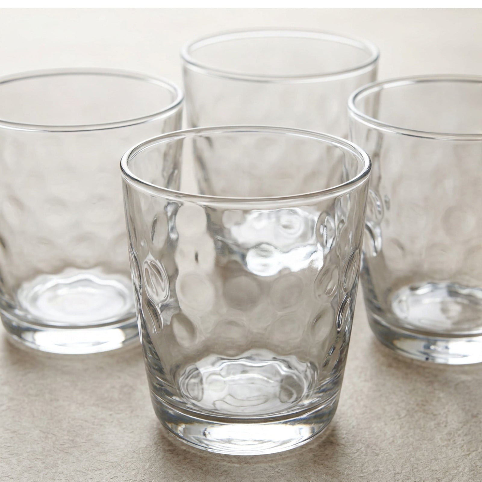 Activepl Dimplecrest Hammered Glass Tumblers Clear 13 oz Set of 4 - Detail view