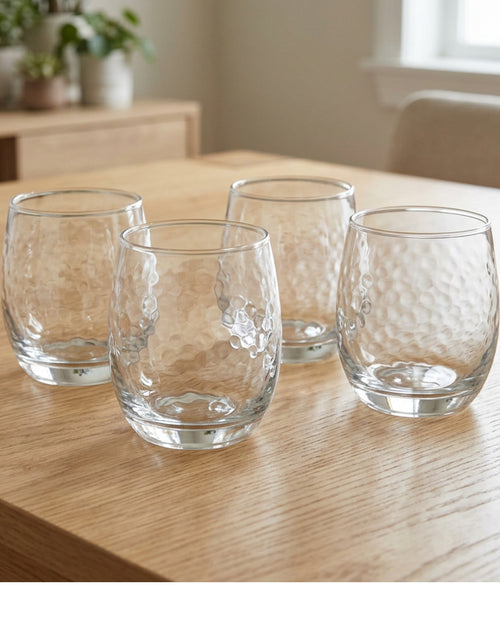 Activepl Dimplecrest Hammered Glass Tumblers Clear 13 oz Set of 4 - Lifestyle view