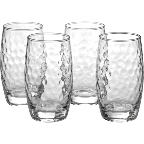 Activepl Dimplecrest Hammered Glass Tumblers Clear 13 oz Set of 4 - Product view