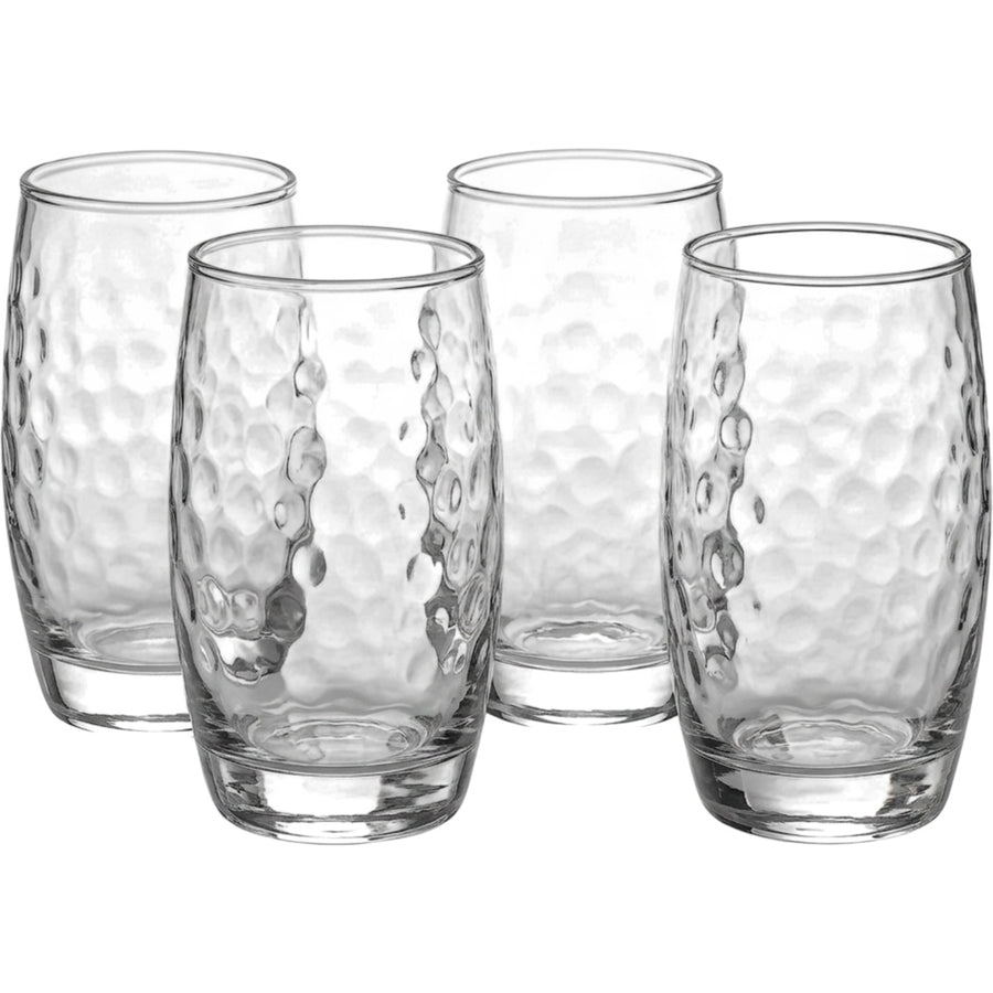 Activepl Dimplecrest Hammered Glass Tumblers Clear 13 oz Set of 4
