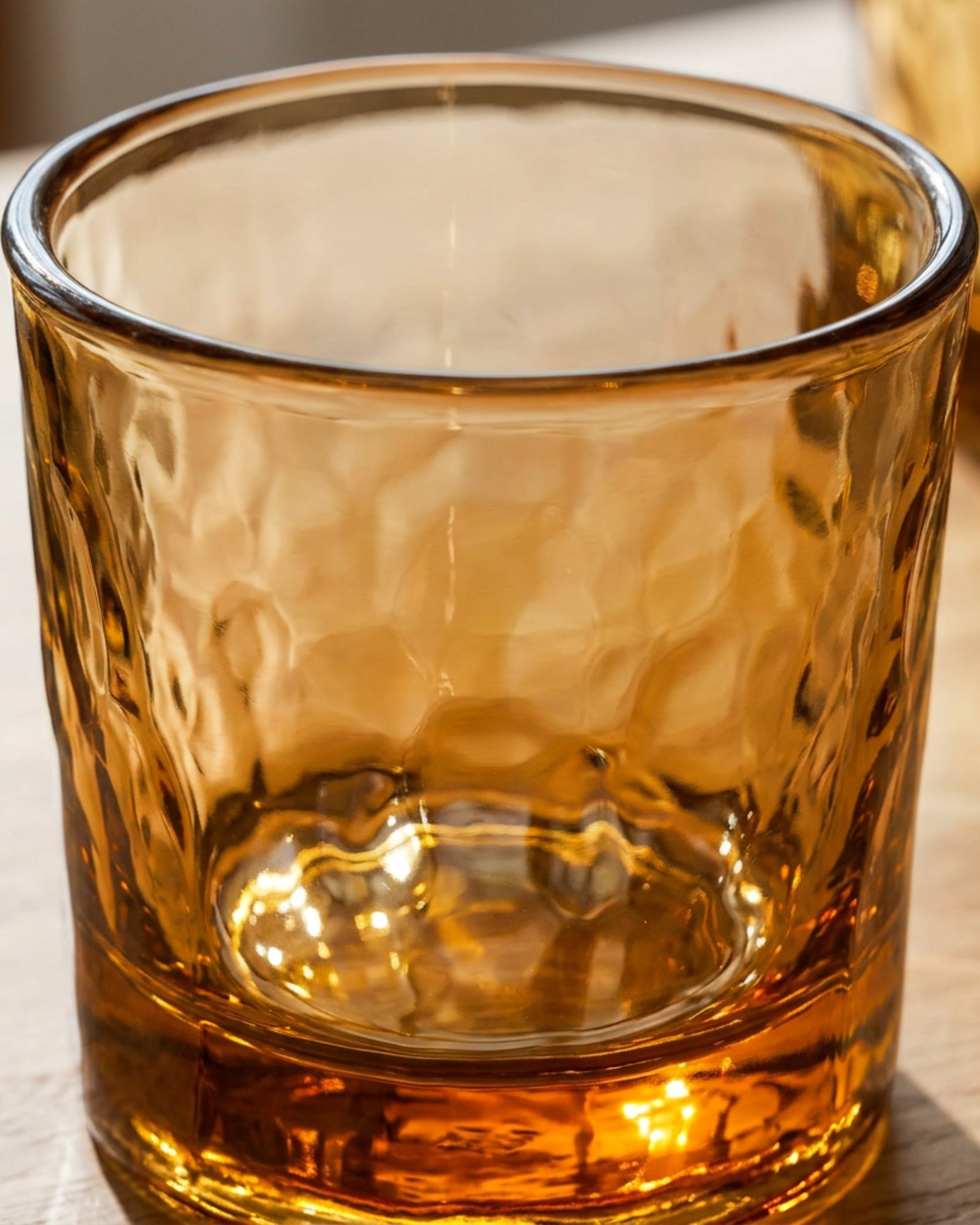 Activepl Hammered Glass Drinking Cups Amber 10 oz Set of 6