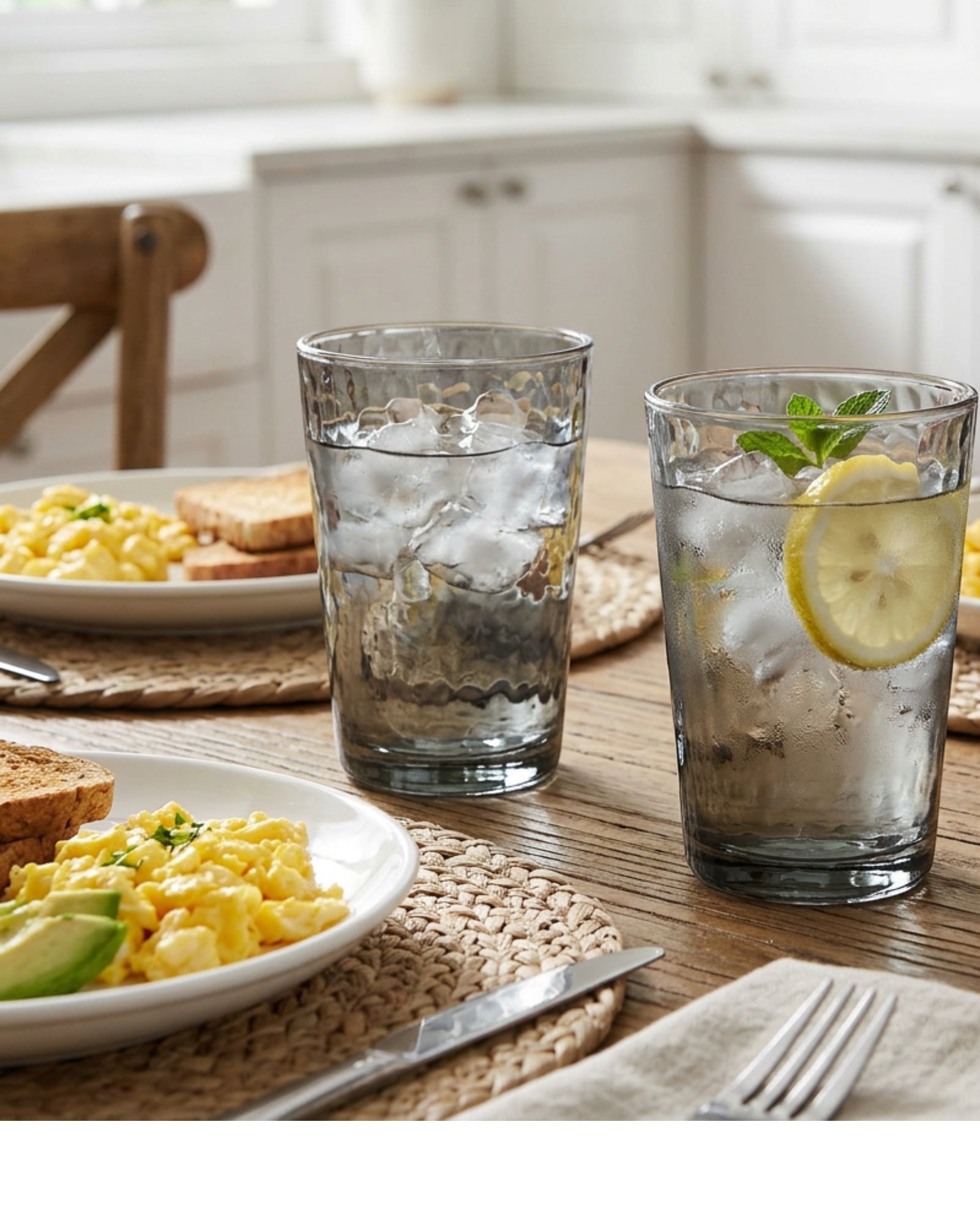 Activepl Hammered Glass Tumblers Smoke 14 oz Set of 2