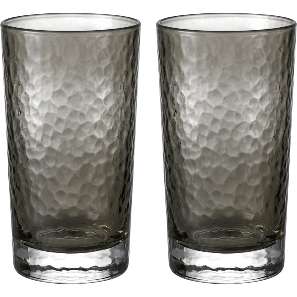 Activepl Hammered Glass Tumblers Smoke 14 oz Set of 2