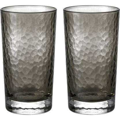 Activepl Hammered Glass Tumblers Smoke 14 oz Set of 2