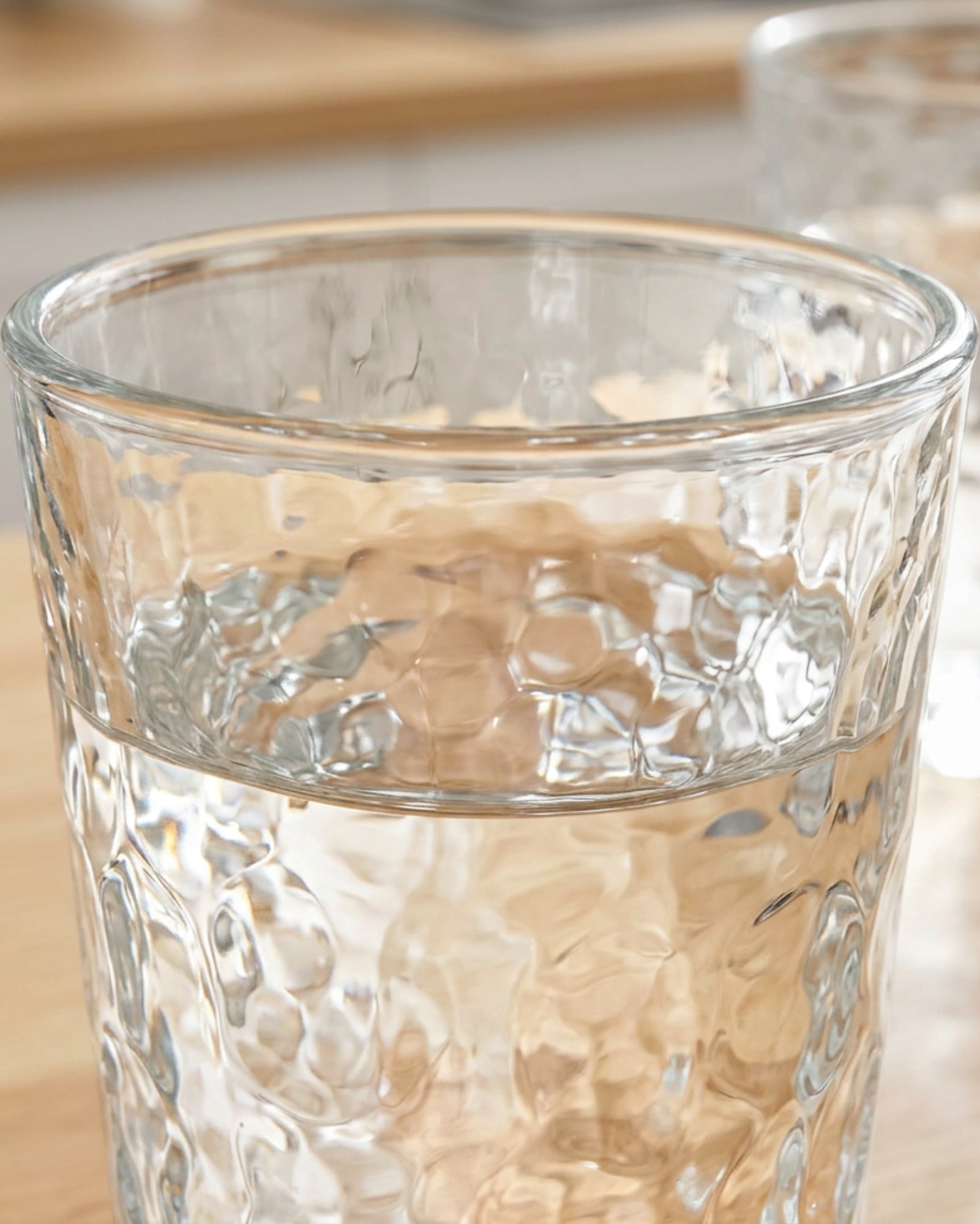 Activepl Hammered Glass Water Cups Clear 12 oz Set of 4