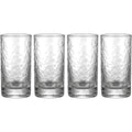 Activepl Hammered Glass Water Cups Clear 12 oz Set of 4