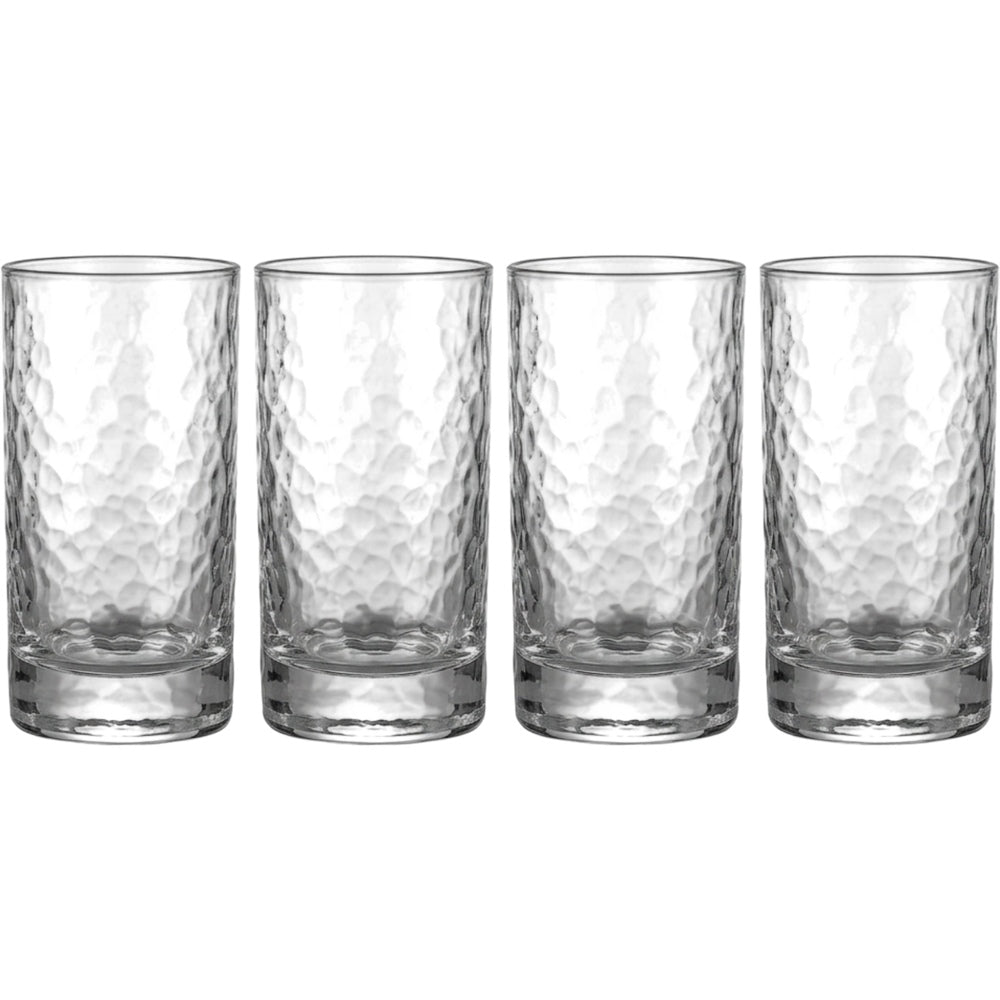 Activepl Hammered Glass Water Cups Clear 12 oz Set of 4