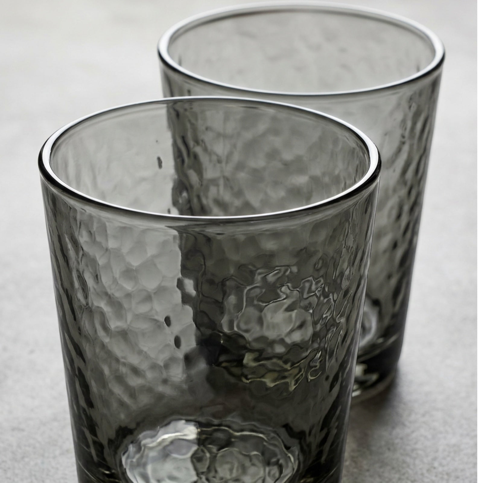 Activepl Pebblewave Hammered Glass Tumblers Smoke 14 oz Set of 2 - Detail view