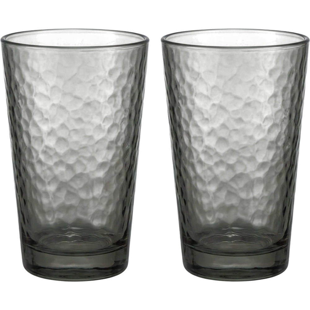 Activepl Pebblewave Hammered Glass Tumblers Smoke 14 oz Set of 2 - Product view