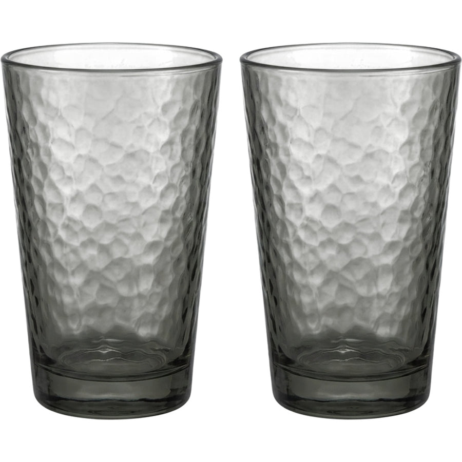 Activepl Pebblewave Hammered Glass Tumblers Smoke 14 oz Set of 2
